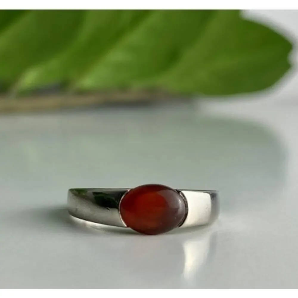 Vintage 925 Sterling Silver Agate Ring Size 7.25